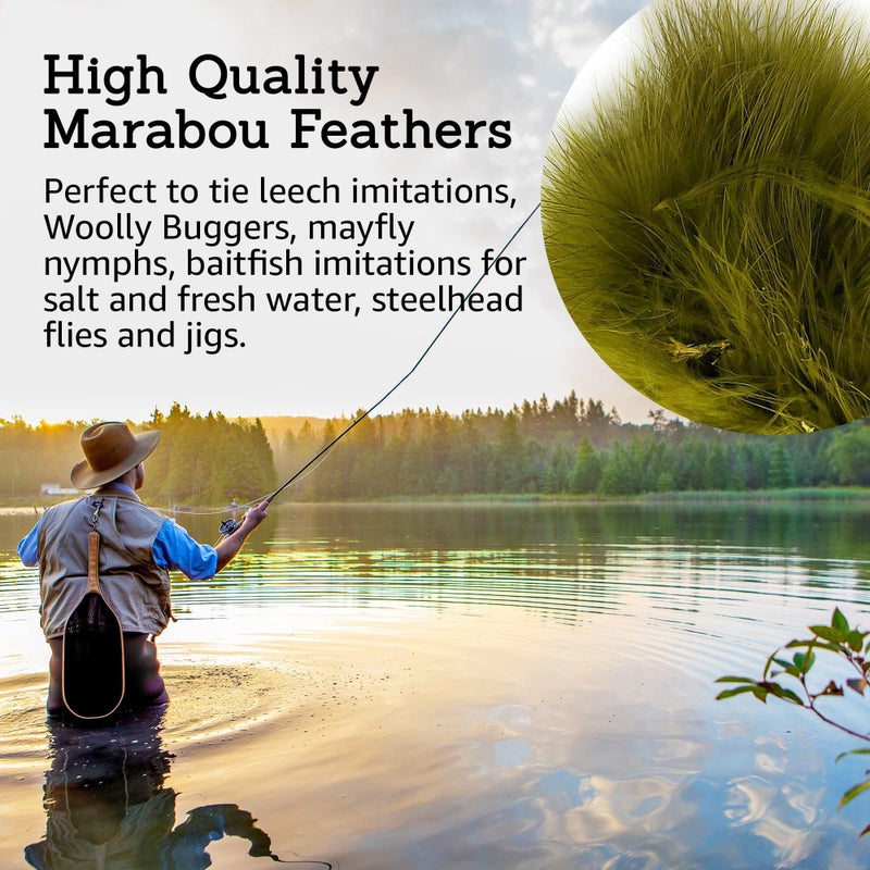 Creative Angler Strung Marabou Bird Feathers for Tying Fly Fishing Flies - Fly Tying Accessories - Perfect Choice for Tail & Wings and Easy to Tie On The Lure - Approximately 0.3 Ounces (Chartreuse) - Image 2